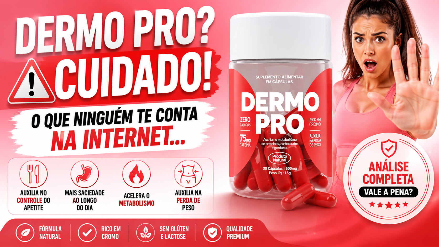 Frasco do suplemento Dermo Pro em destaque durante análise comparativa entre Dermo Pro e Dermo Diet para emagrecimento.